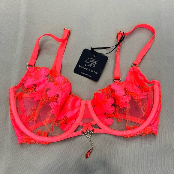 NWT Honey Birdette Rue Neon Pink Bra - Picture 1 of 5